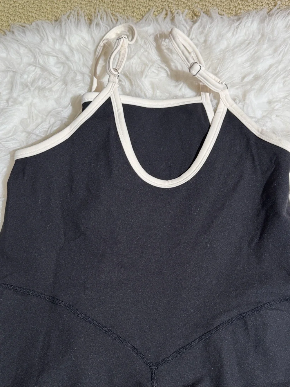 NEW 437 Four Three Seven XL The Shorts Onesie Black Cream Shortysuit Workout - Picture 10 of 13